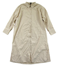 NWT Boohoo Stone Brown Collared Long Sleeve Button Down Midi Shirt Dress 14