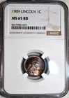NGC MS-65 RB 1909-P Lincoln Cent, Beautifully Toned, Tiger-Striped Gem.