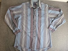 Vintage 90s Wrangler Western Shirt Pearl Snap Cowboy Striped L/s 16 1/2-35