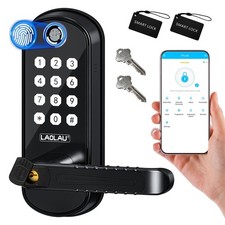 Smart Fingerprint Door Lock, 6-in-1 Keyless Entry, App Control, Auto Lock