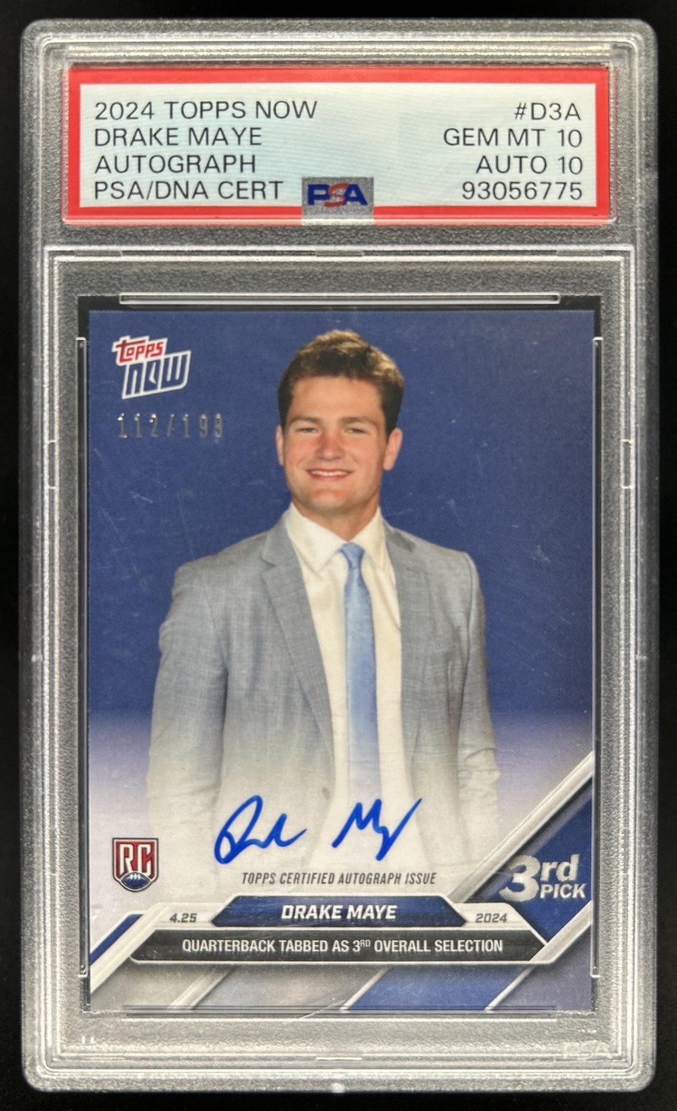 Drake Maye Topps Now #D3A Autograph