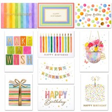 100 Pack Birthday Cards Bulk with Envelopes  Stickers, Large 5x7 Assorted Ha...