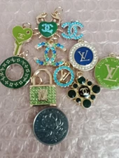 10   Pc Set Chanel  Zipper Pull Button Charm Pendant 