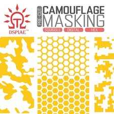 DSPIAE: Precut Camo Masking Tape - Hexagonal / Digital / Squiggle Camouflage