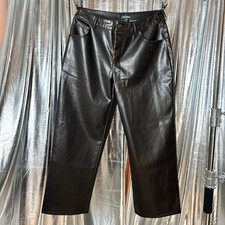 Wild Fable Chocolate Brown Faux Leather Straight Wide Leg Pants