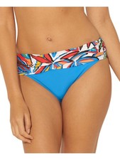 BLEU Women's Blue Foldover Sarong Bikini Lush Life Hipster Swimsuit Bottom 14