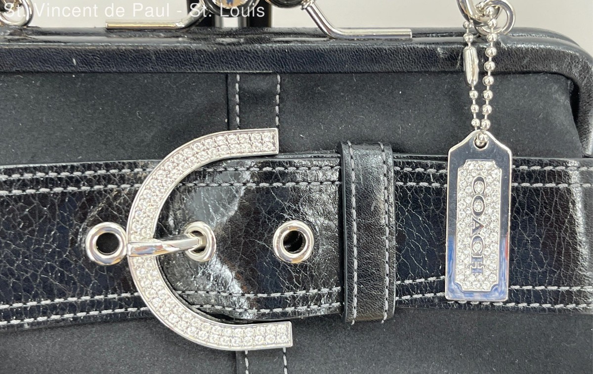 SMALL Vintage Coach Rhinestone Belted Kisslock Leather Suede SMALL Vintage Coach Rhinestone Belted Kisslock Leather Suede