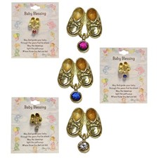 Baby Blessing Booties Badge Gold Finish Lapel Pin Brooch - Choose Colour