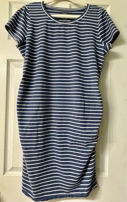 Sonoma XL Maternity Cotton /Spandex Midi Striped Coastal Nautical Beachy Dress