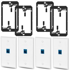 4 PCS 1 Port Cat6 Ethernet Wall Plate RJ45 Coupler with Mounting Bracket