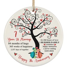 7 Years Love Ornament Happy 7th Anniversary Cute Turtle Couple Christmas Gifts
