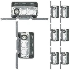 8 Pcs 1-7/8-inch Deep Metal Wall Outlet Box, 4 Inch by 2'' Handy Box, Wood/Me...