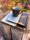 Gibson Elite Kaidence Blue Square Set: 1 Dinner Plate, 1 Salad Plate & 1 Cup — photo 1