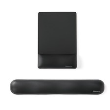 Black Keyboard Wrist Rest, Mouse Pad Set, Memory Foam, Sheepskin, Anti-Slip