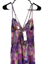 URBAN OUTFITTERS First Light Satin Midi Slip Dress Watercolor Purple Small