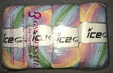 Magic Glitz Pastel Rainbow Ice Yarns Self Striping Double Knitting Yarn NEW