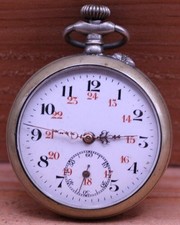 ANTIQUE SWISS MEN'S POCKET WATCH 44.7mm 24hr DIAL FOR REPAIR IS 