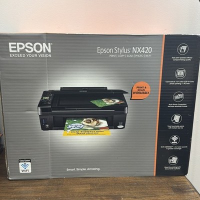 Epson Stylus NX420 NIB All-In-One Color Inkjet Printer Scanner Wirless NEW NIB