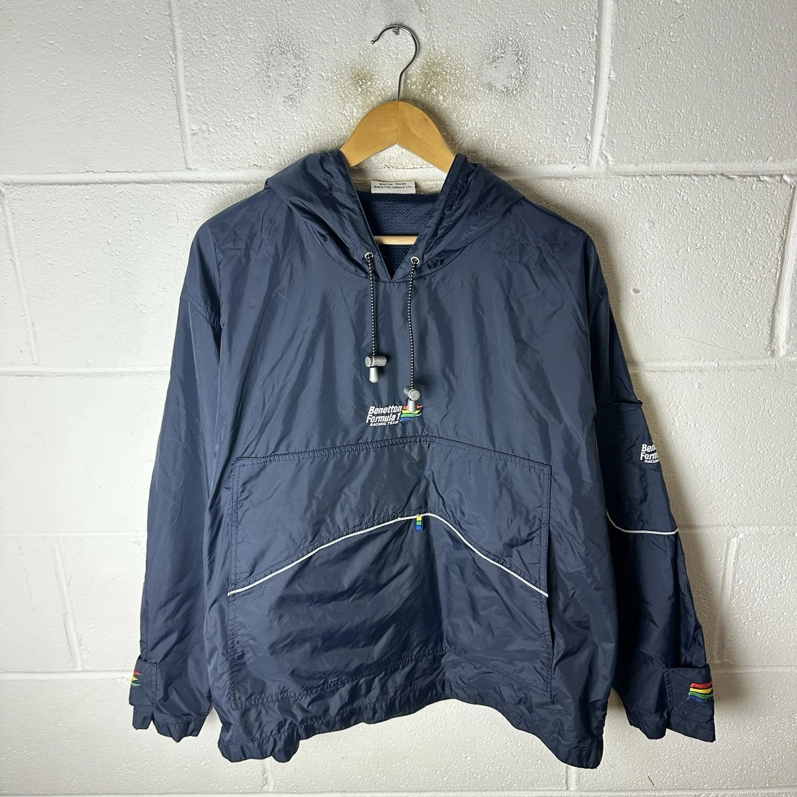 Vintage Benetton Jacket Mens Large Blue Formula One 1 Racing Motorsport 90s