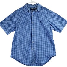 Ralph Lauren Classic Fit Button Down Shirt Mens L Blue Gingham Plaid Preppy