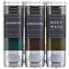 Shampoo and Conditioner Dispenser,Shower Soap Dispenser 3 Chamber No Drill Wall-