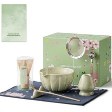 8 Pcs Matcha Whisk Set - HTRCXB Matcha Set with Ceramic Bowl, Bamboo Whisk ...