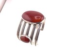 Statement Sterling Silver Carnelian Cuff Bracelet 5 Shank 74G 7" Oxblood