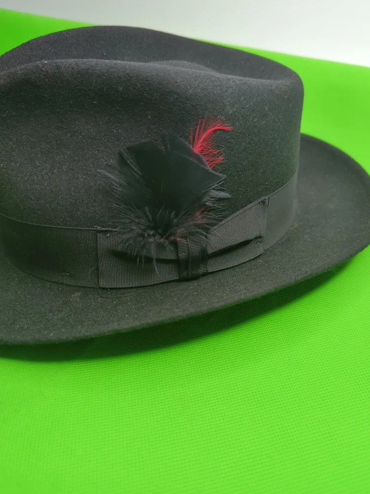 Sombrero Dobbs 7 1/8 - Fedora Negro "Crowleys" - Buen Estado Foto 2 de 4