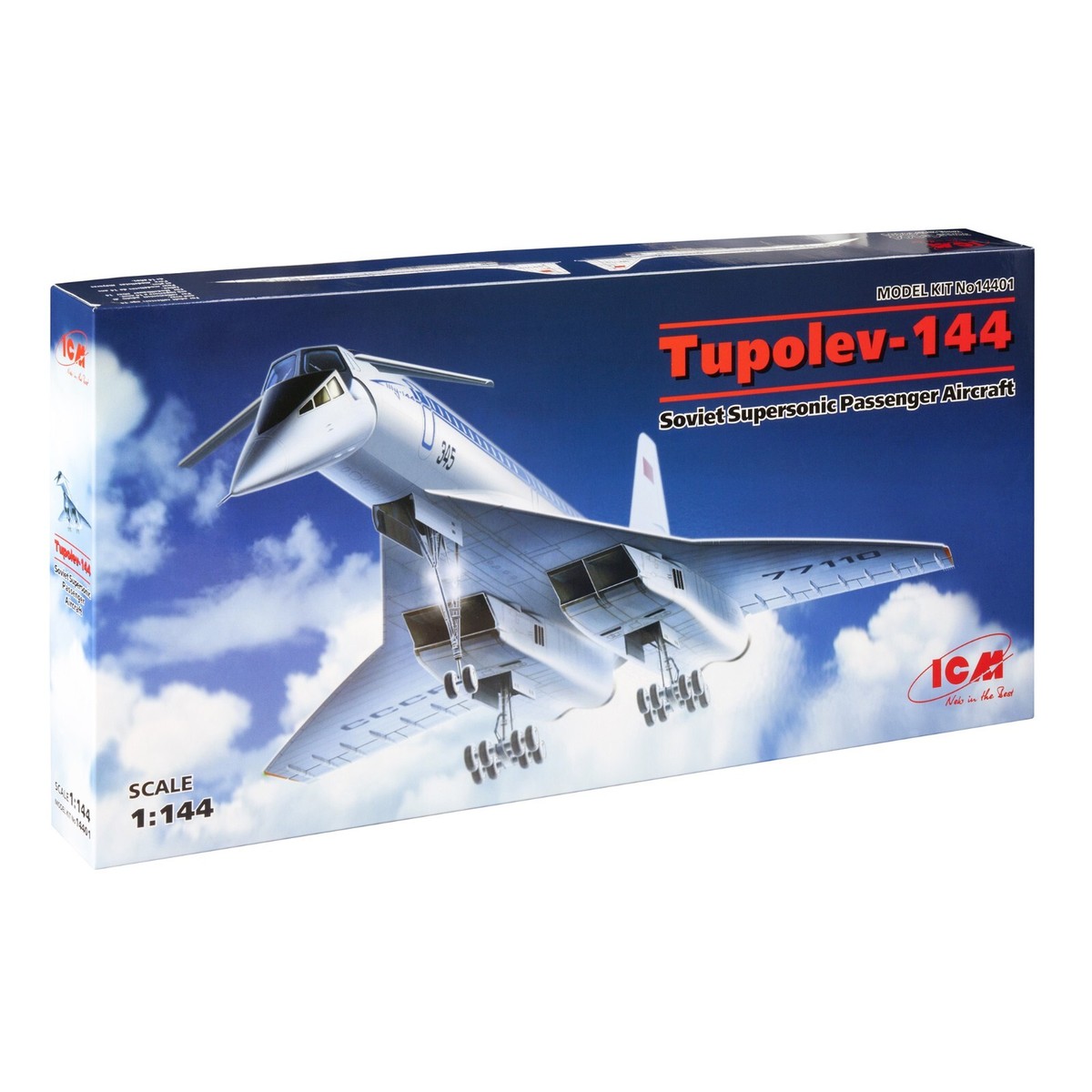 Soviet Supersonic Passenger Aircraft Tupolev-144 Scale Model 1/144 ICM 14401