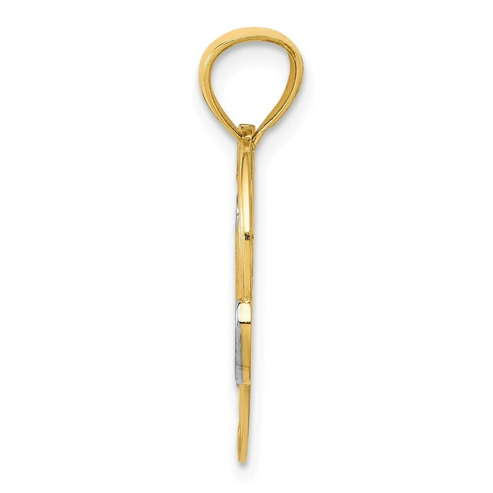 Dos Tonos Oro Diamante Corte Charm #1 Mom Colgante Corazón - Imagen 2 de 3