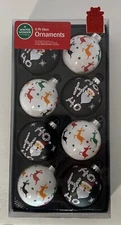 Santa And Reindeer Holiday Glass Ornaments (Christmas Set of 8) 12.10.24