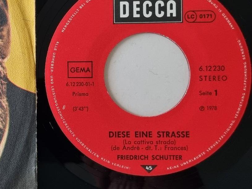 Friedrich Schütter - Diese eine Strasse 7'' Vinyl Germany/ CV Fabrizio de André Friedrich Schütter - Diese eine Strasse 7'' Vinyl Germany/ CV Fabrizio de André