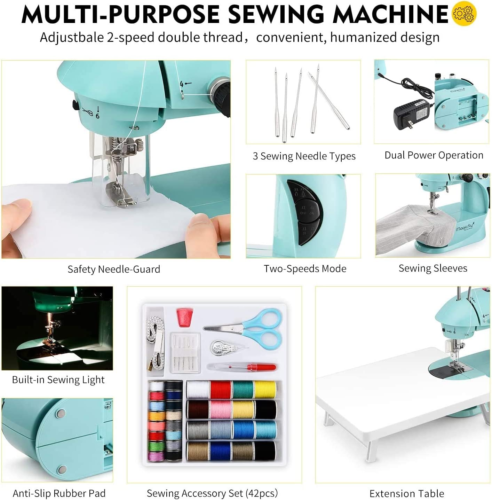 Mini Sewing Machine with Extension Table, Dual Speed Portable Sewing Machine for - Picture 2 of 7