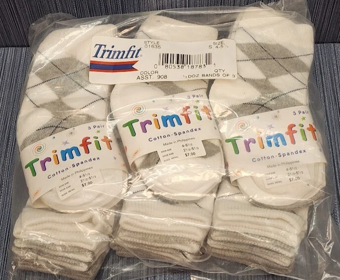 18 Pairs x TRIMFIT Boys Toddler Cotton Argyle Socks Young Shoe Size 2 1/2–5 1/2