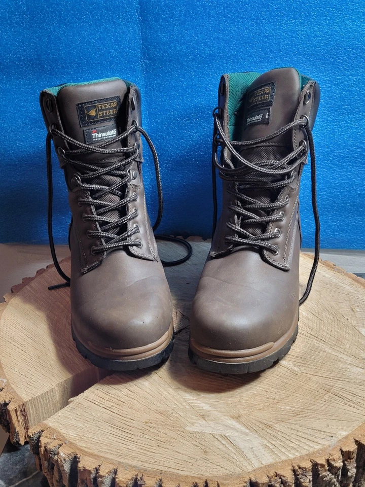TEXAS STEER MARTINUS Men's US 9 Insulated Brown 9" Tall Oil Resistant Boots.OBO - Image 2 of 4