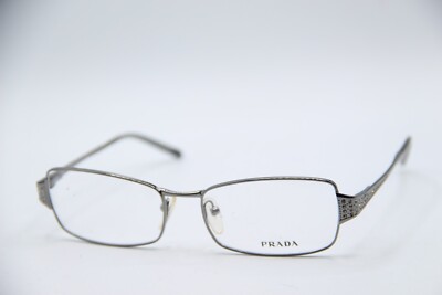 NEW PRADA VPR67H 5BQ-1O1 GUNMETAL STUDDED AUTHENTIC DESIGNER EYEGLASSES 53-16