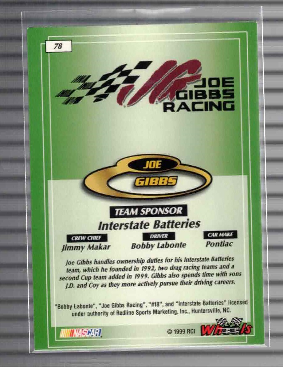 【大特価】Joe Gibbs Label 9枚セット 定番のみ！ 1999 Wheels #78 Joe Gibbs | eBay