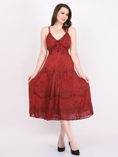 Women's Sleeveless Midi Length Embroidered Australian Summer Dress Assorted 3 pc