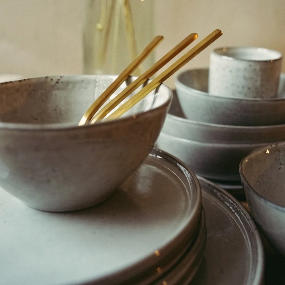 Eß Speise Teller Steingut grau 27cm rund flach Trend Gedeck Essen Geschirr Pearl - Bild 3 von 4