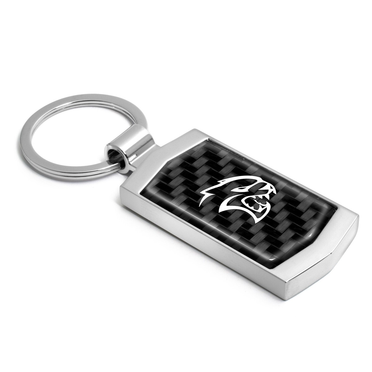 Dodge SRT Hellcat Real 3K Carbon Fiber Chrome Metal Case Key Chain