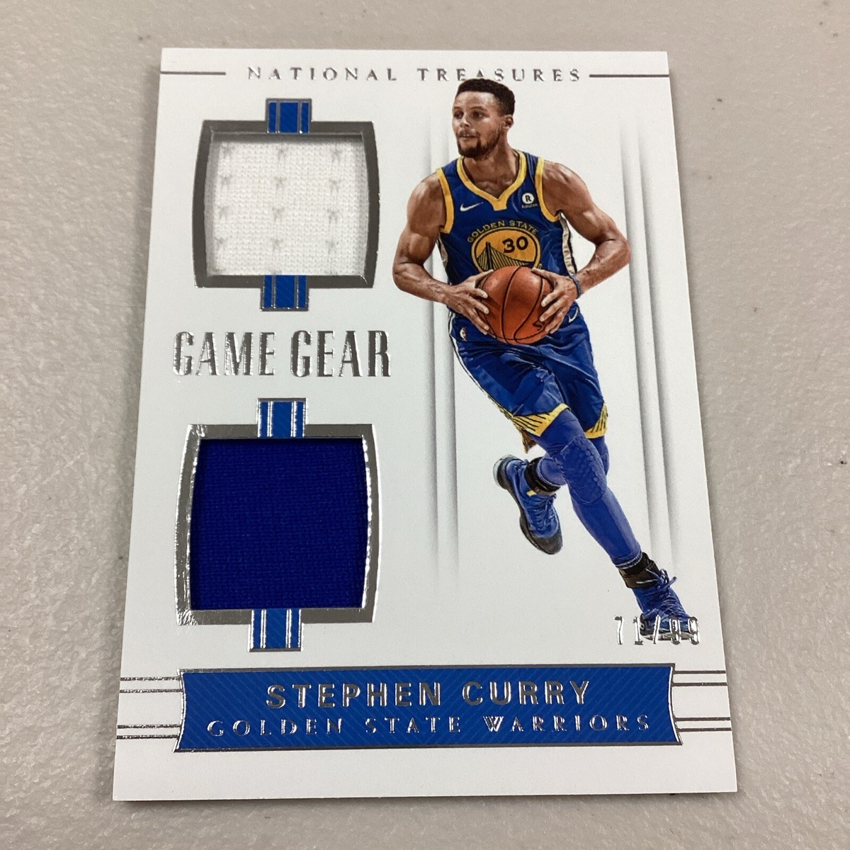 2017-18 National Treasures Steph Curry Game Gear Dual Patch