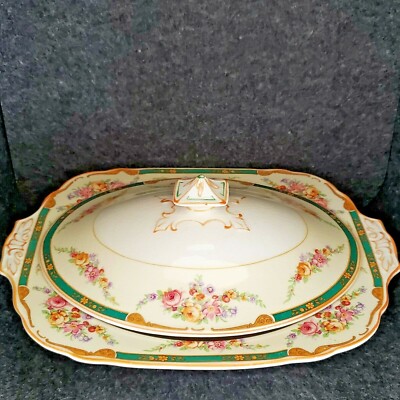 VINTAGE WH GRINDLEY THE IRVING COVERED SERVING DISH 10 INCH WINDSOR IVORY RARE