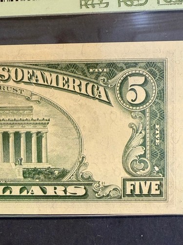 Scala discendente perfetta 8 cifre 1963A $5 FRN numero di serie fantasia PCGS63ppq - Foto 8 di 8