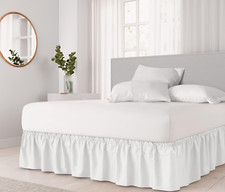 White Bed Skirt Queen Size Wrap Around Dust Ruffle 15" Drop CGK Unlimited