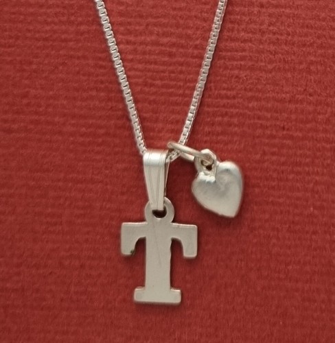 Sterling Silver Initial Letter Necklace Alphabet Heart Solid 925 pendant n chain - Picture 5 of 39