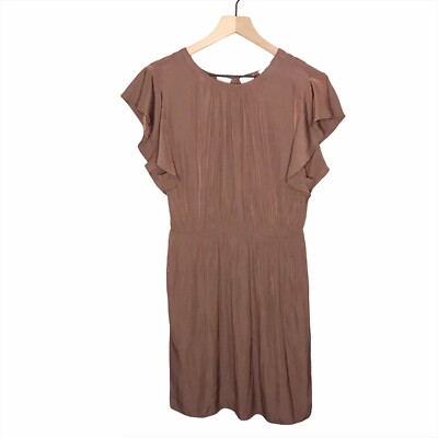 Aritzia Wilfred Short Flutter Sleeve Dress Women's Size 6 Brown | eBay