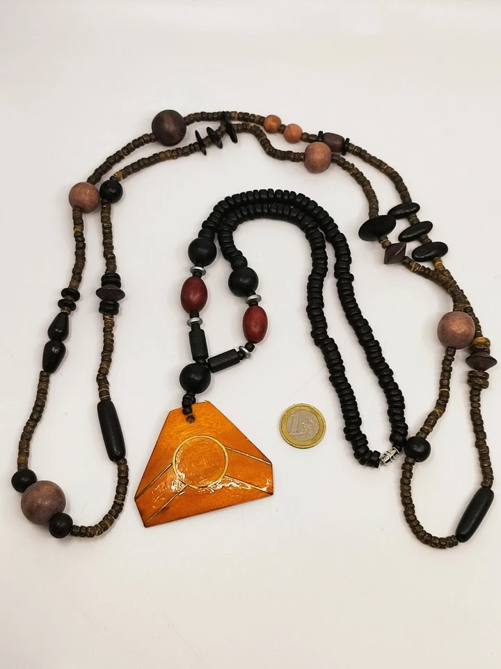 10 x Holzkette - Neu - Natur Farben / Kette Sammlung Konvolut Schmuck Auflösung - Bild 3 von 4