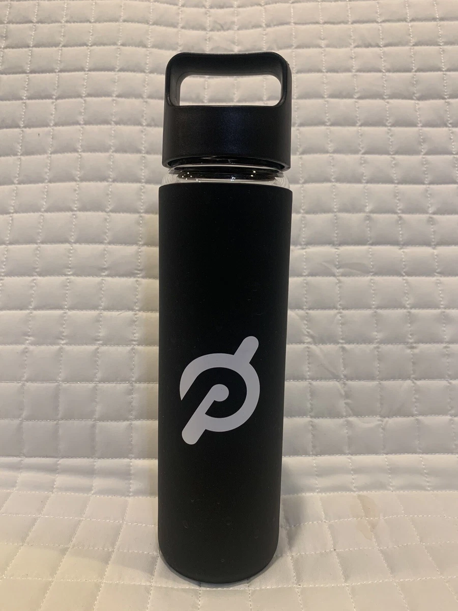 PELOTON Glass Water Bottle Rubber Grip Matte Black Screw On Top Pre Own