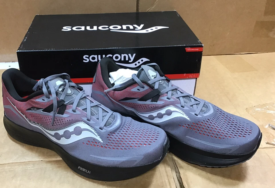 Saucony Men's Ride 15 Charcoal/Redsky Running Shoes - Image 3 of 4