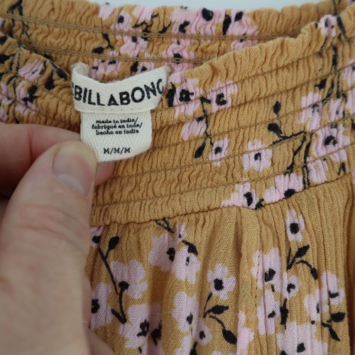 Billabong Wandering Soul Pants Women M Yellow Beach Boho Relaxed Resort Vacation - Picture 3 of 8